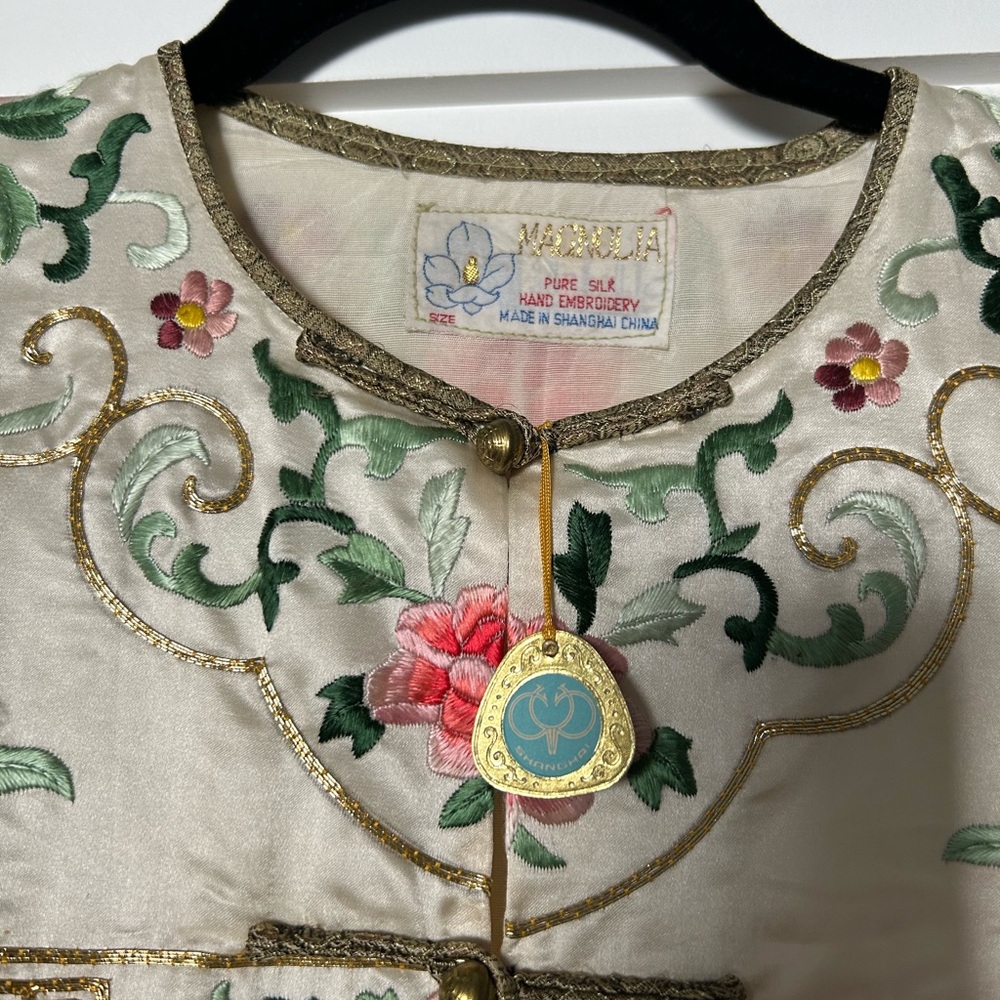 Silk Kimono with Floral Embroidery